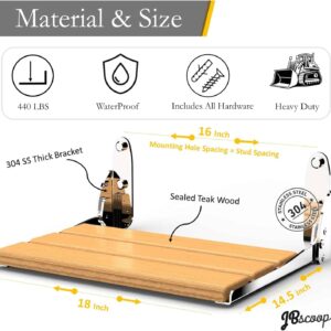Wall-mounted 18-inch folding shower bench seat
