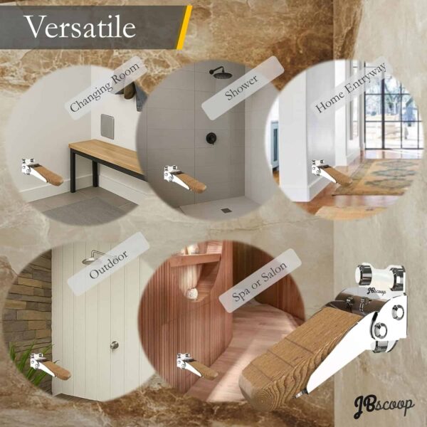 foldable wall mounted shower foot rest teak and steel