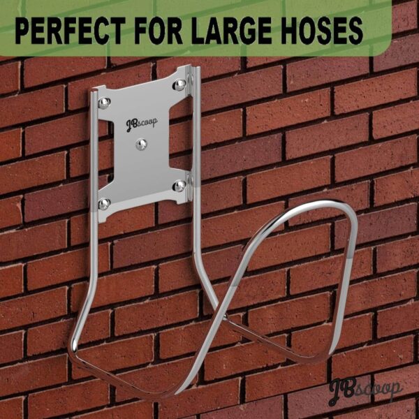 Garden hose holders mounted on a wall for outdoor use