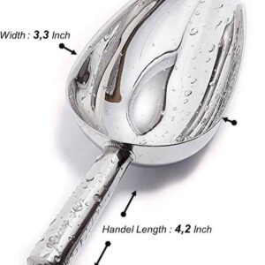 Stainless steel heavy duty kitchen ice scoop with wide scoop design