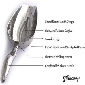 Efficient kitchen ice scoop in heavy duty stainless steel