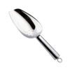 Stainless steel ice scoop with slots to drain water