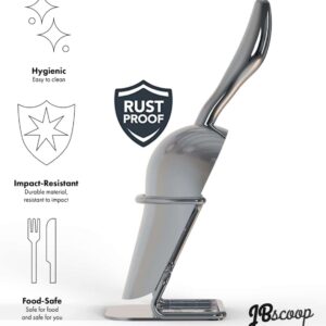 Stainless steel kitchen ice scoop designed for heavy duty use