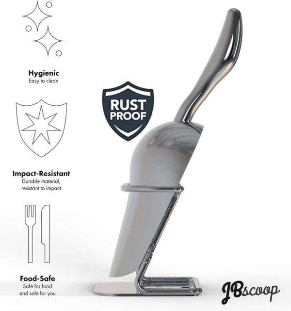 Stainless steel kitchen ice scoop designed for heavy duty use