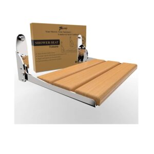 heavy duty wall mounted shower seat foldable to save space made from teak wood and stainless steel 304 material
