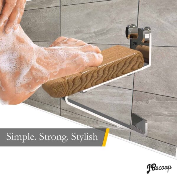 teak wood footrest for shaving in shower
