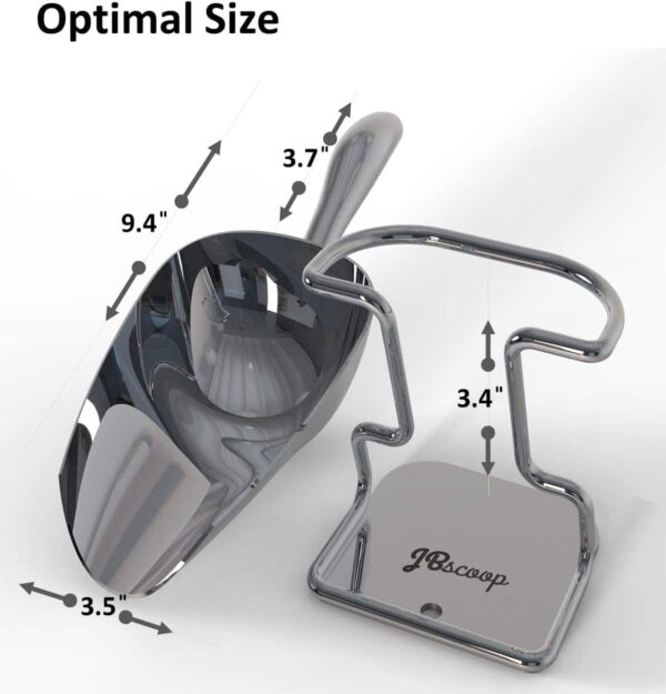 Heavy duty stainless steel ice scoop for kitchen and bar use size detail