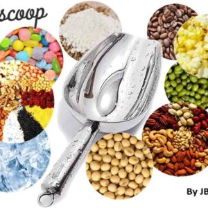 Heavy duty stainless steel kitchen ice scoop with ergonomic design