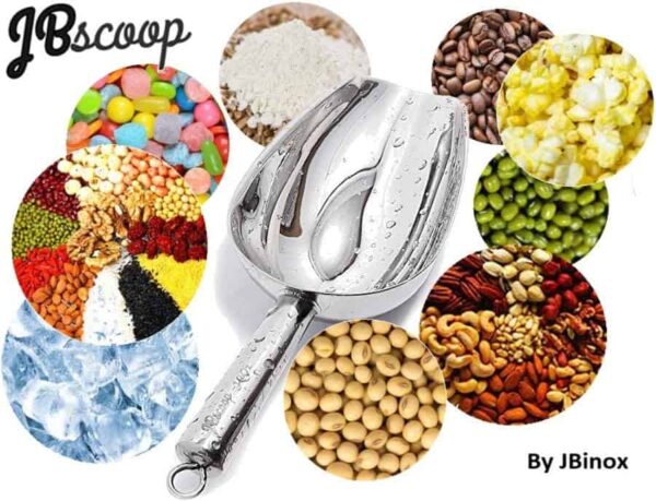 Heavy duty stainless steel kitchen ice scoop with ergonomic design