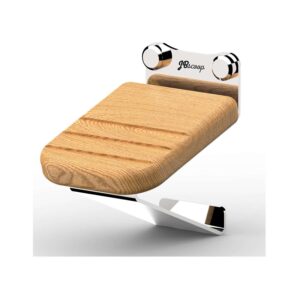 heavy duty wall mounted shower foot rest made from sealed teak wood and stainless steel 304 material
