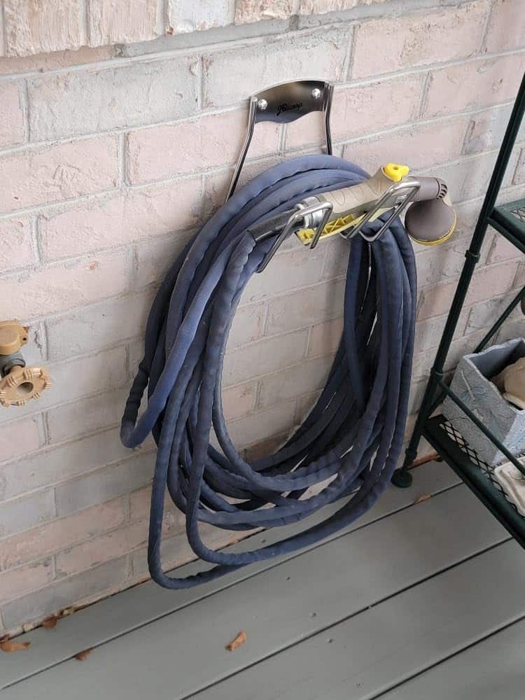 water hose holder for garden or garage