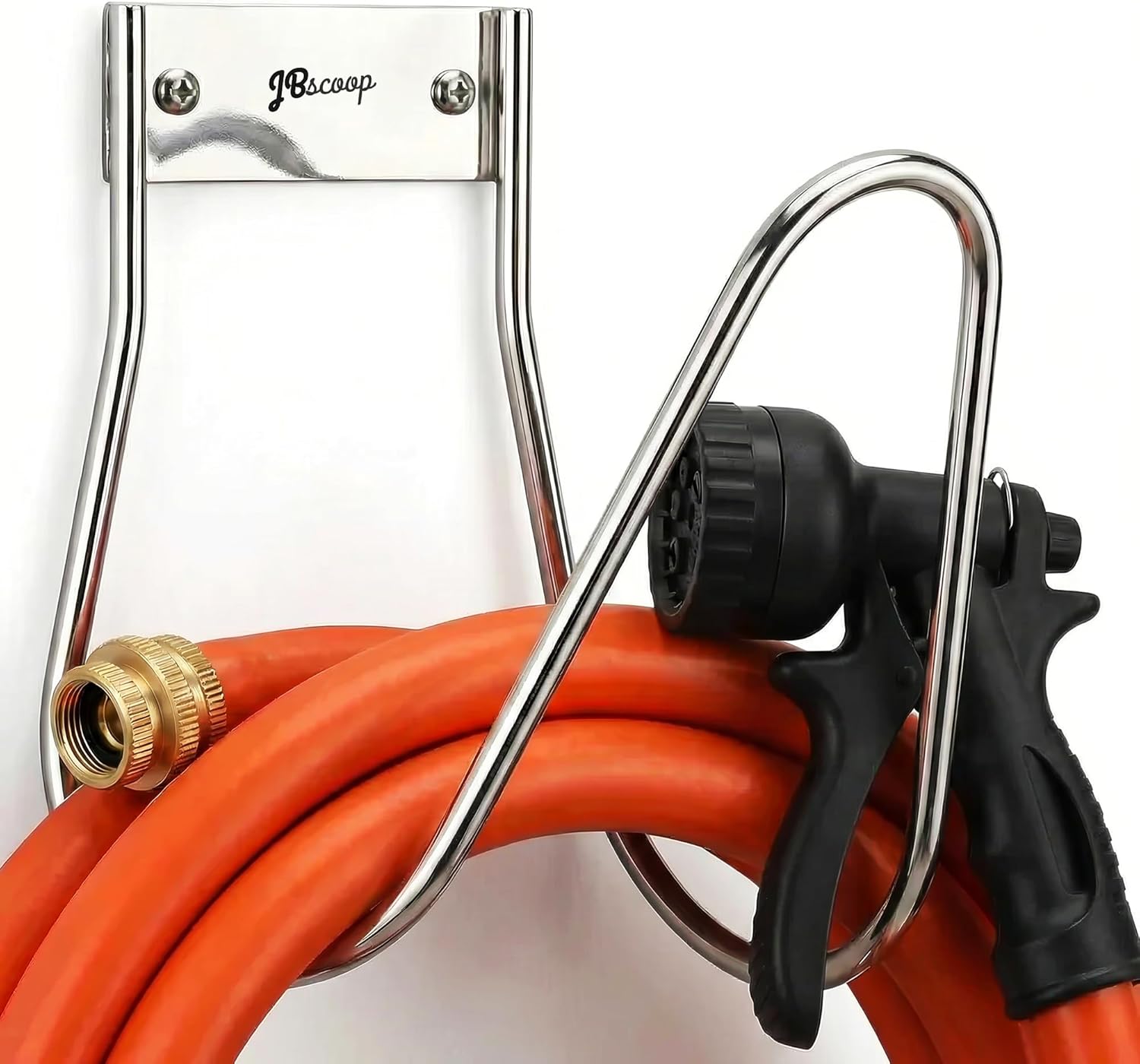 JBscoop Garden Hose Holder Stainless Steel Small Wall Mount Garden Hose Hook, Ideal for Water, Air, Hydraulic Hose, Ropes, Extension Cords Heavy Duty & Rust Proof Large Set of 1